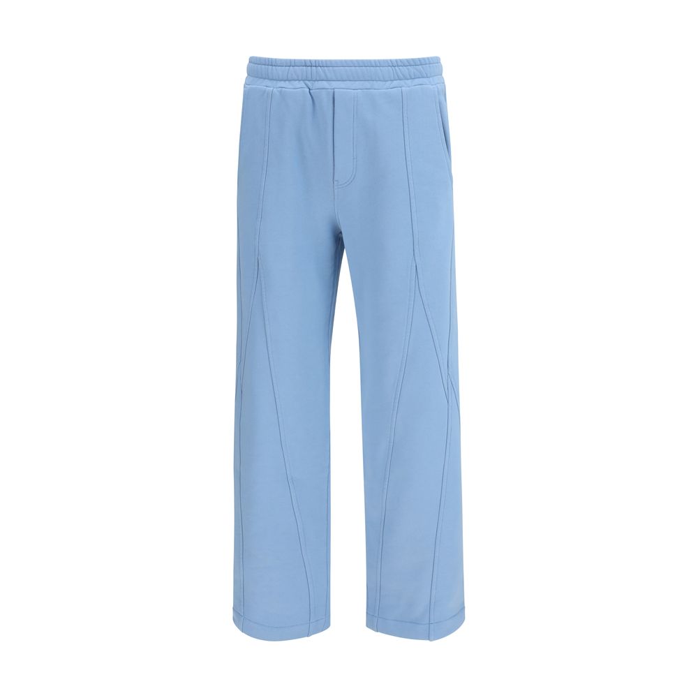 Blue Cotton Casual Pants