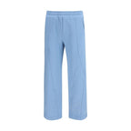 Blue Cotton Casual Pants