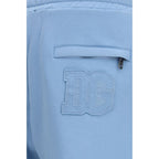 Blue Cotton Casual Pants