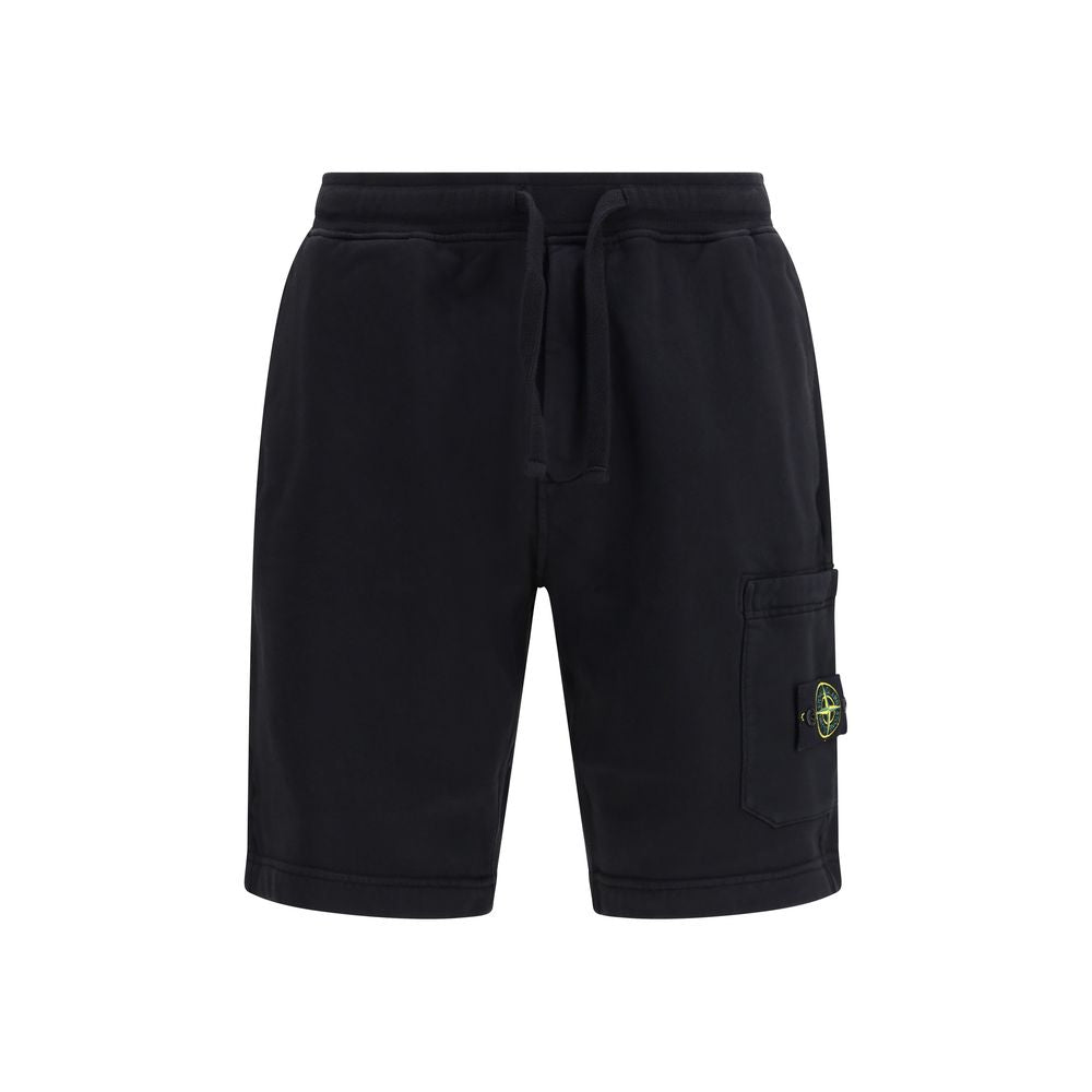 Black Cotton Bermuda Shorts