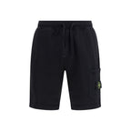 Black Cotton Bermuda Shorts