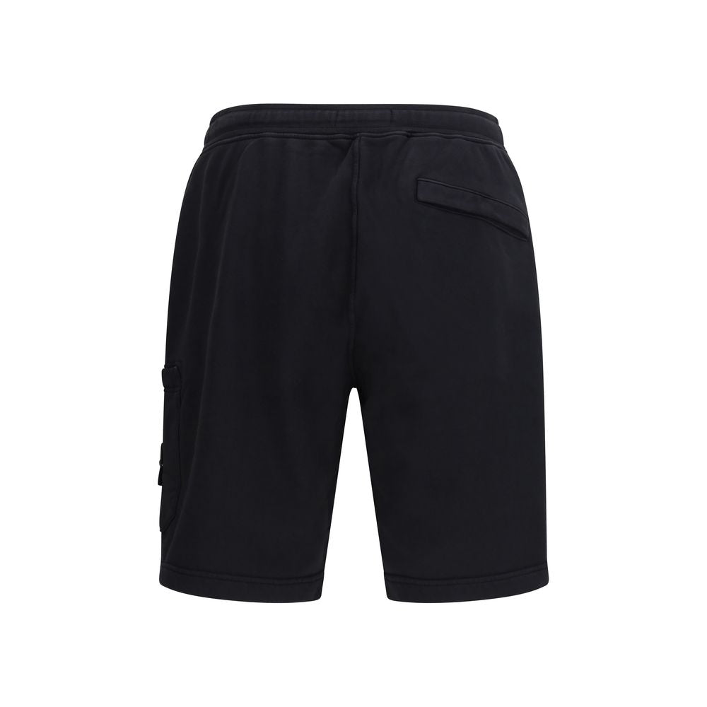 Black Cotton Bermuda Shorts