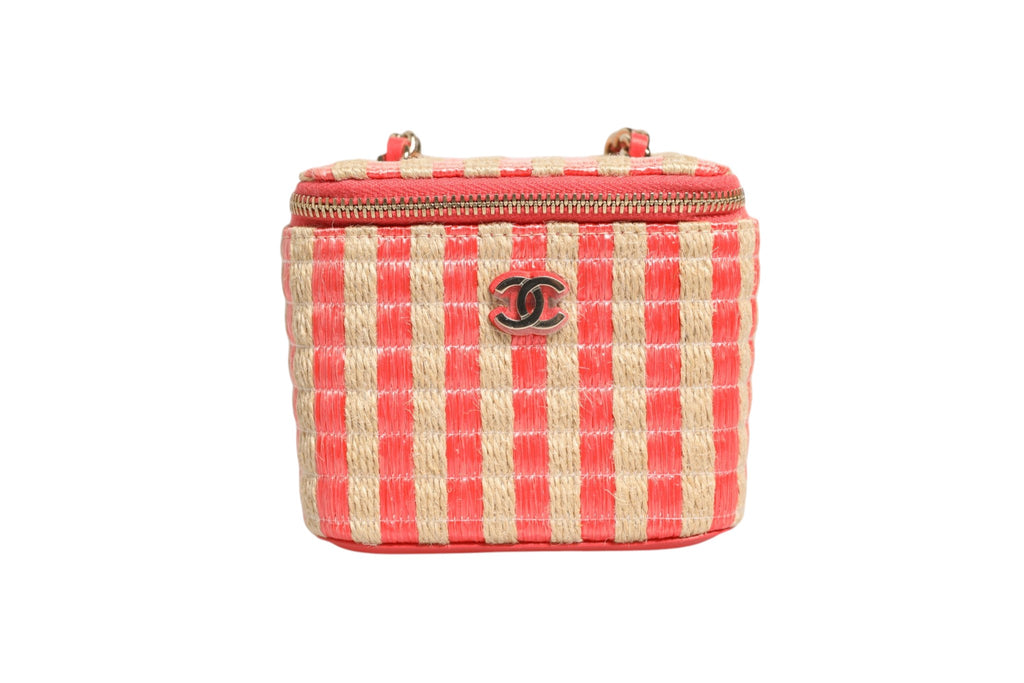 Raffia Jute Striped Mini Vanity Case