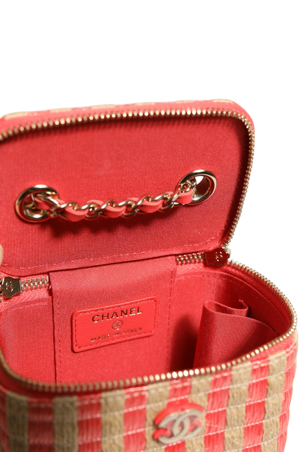 Raffia Jute Striped Mini Vanity Case