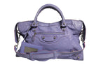 Purple Leather City Bag With Hardware