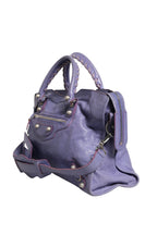 Purple Leather City Bag With Hardware