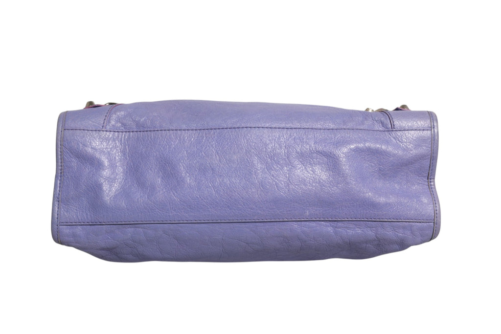 Purple Leather City Bag With Hardware