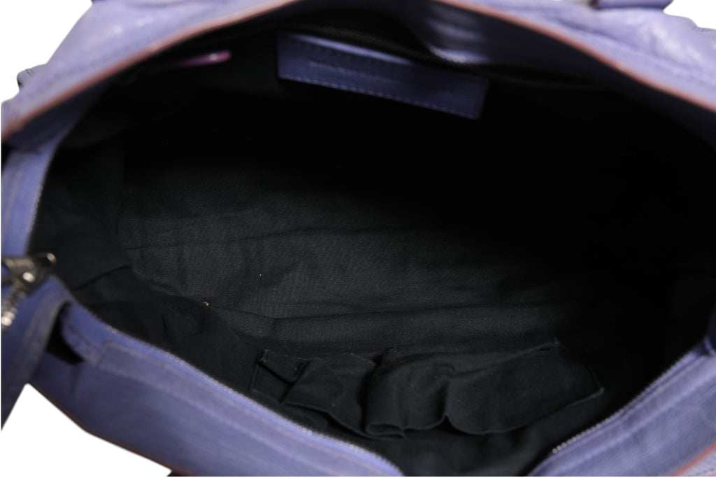 Purple Leather City Bag With Hardware