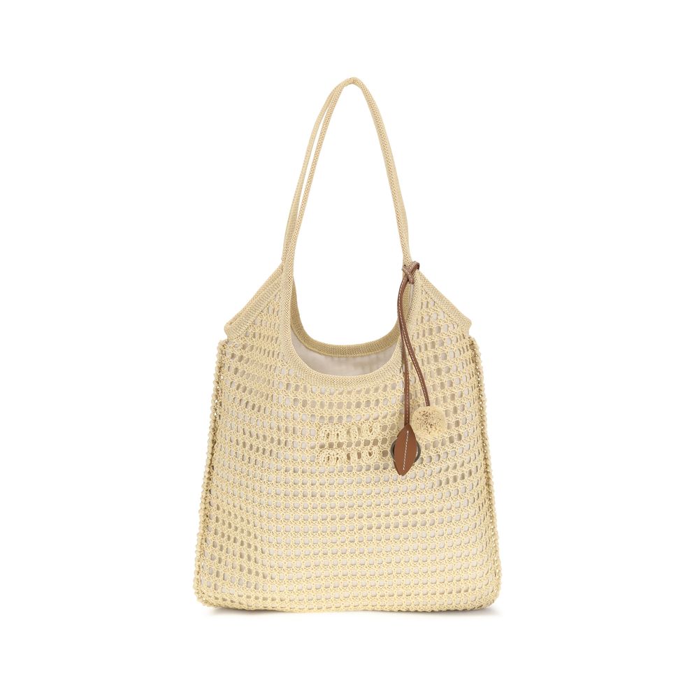 Beige Viscose Shoulder Bag