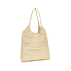 Beige Viscose Shoulder Bag