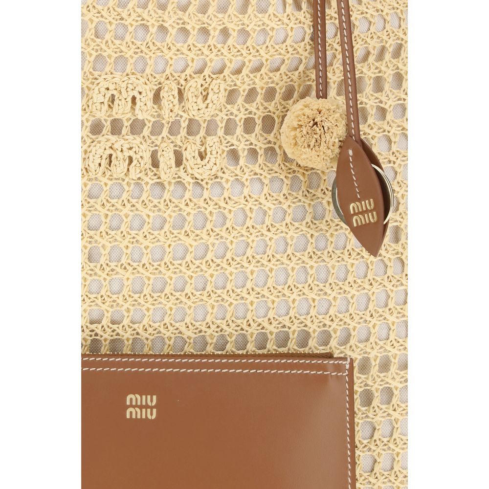 Beige Viscose Shoulder Bag