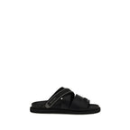 Black Calf Leather Bos Taurus Flat Sandals