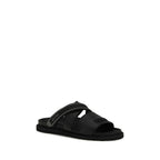 Black Calf Leather Bos Taurus Flat Sandals