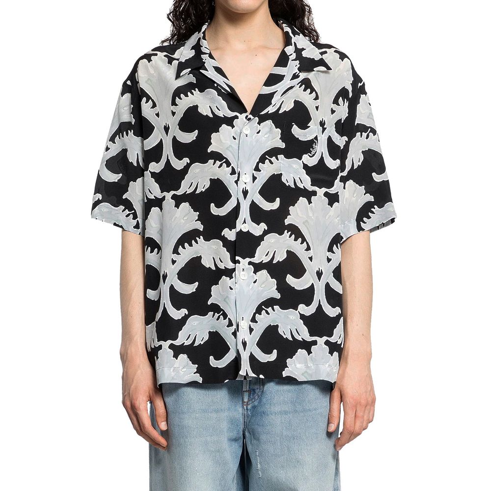 Black Silk Pattern Shirt