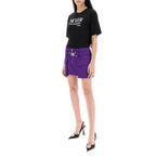 Purple Viscose Mini Skirt