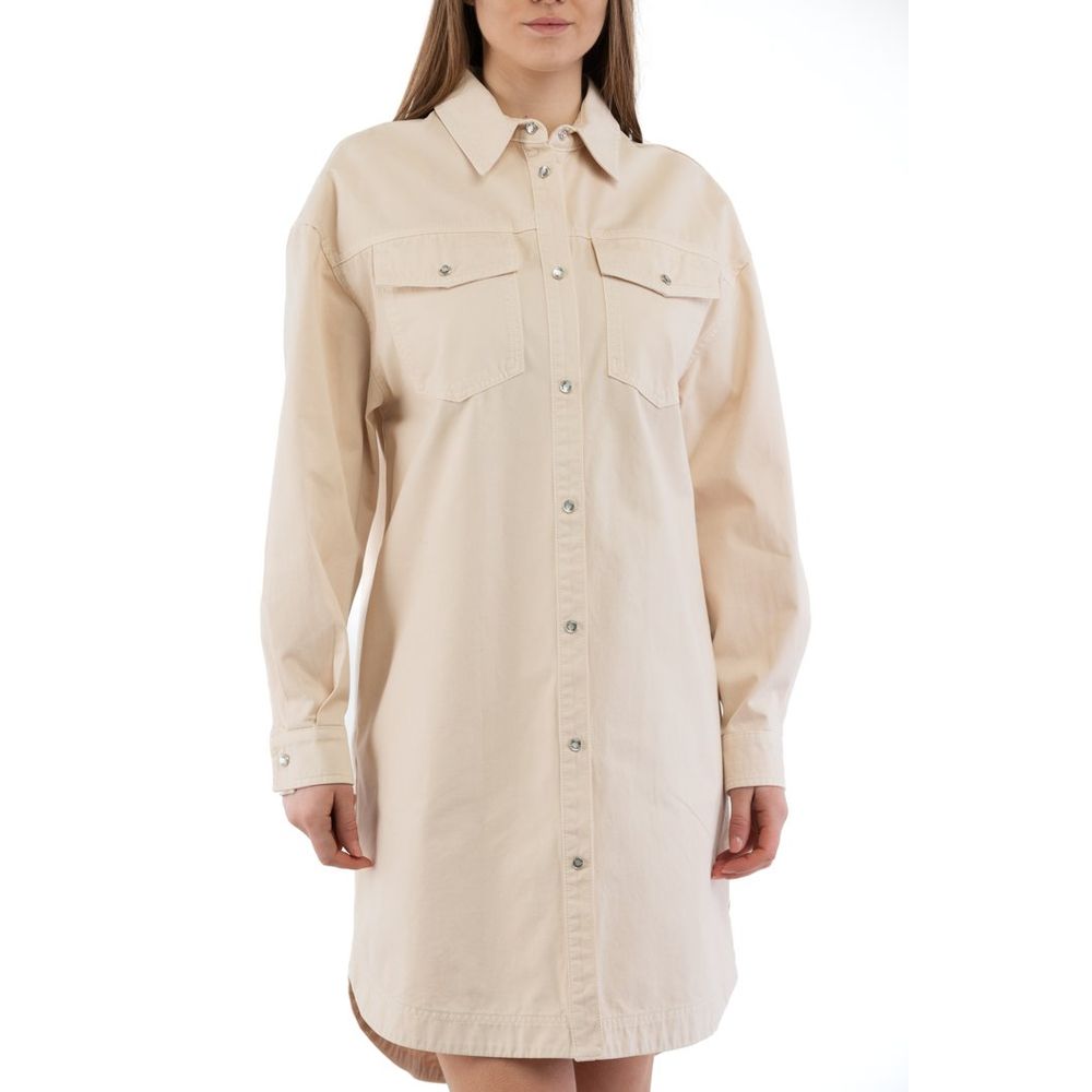 Beige Cotton Casual Dress