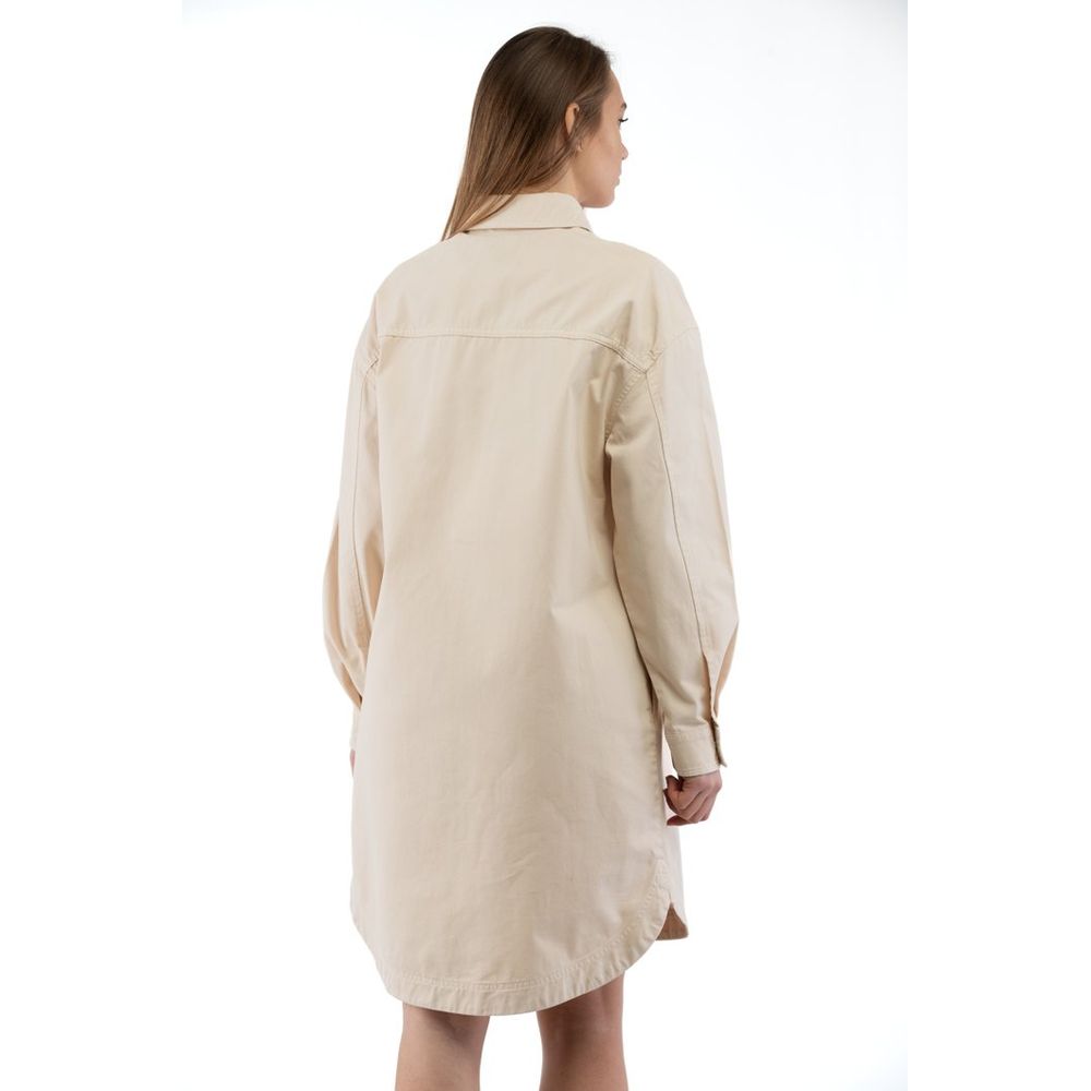 Beige Cotton Casual Dress