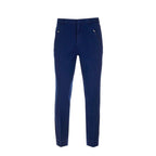 Blue Cotton Casual Pants