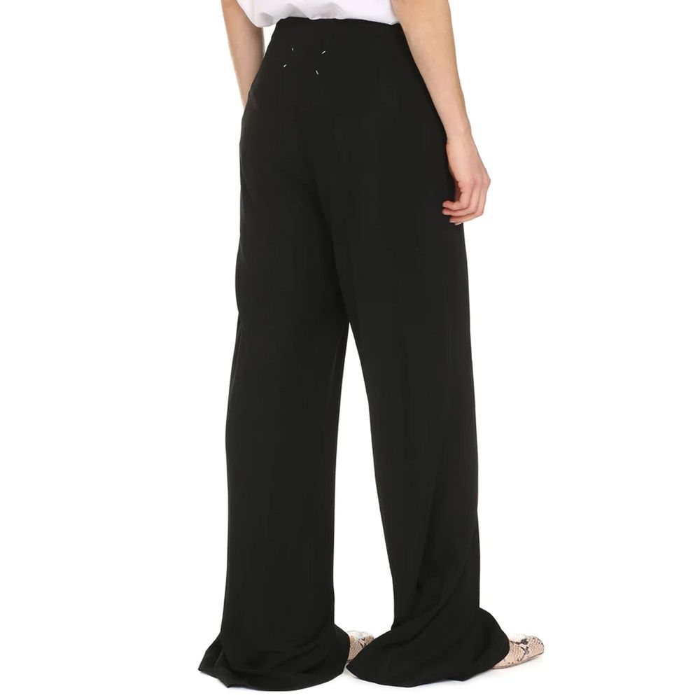 Black Viscose Casual Pants