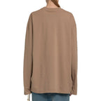 Brown Cotton Long Sleeve T-Shirt