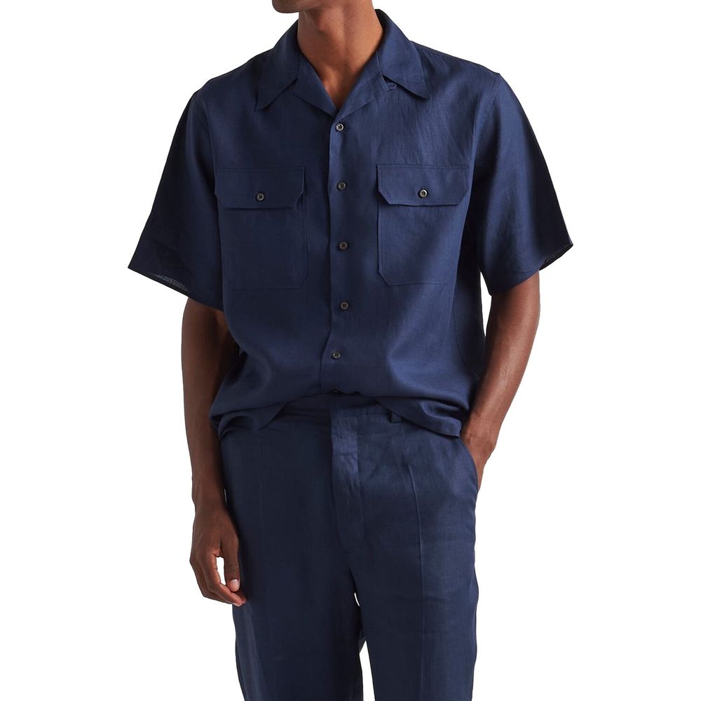 Blue Linen Shortsleeve Shirt