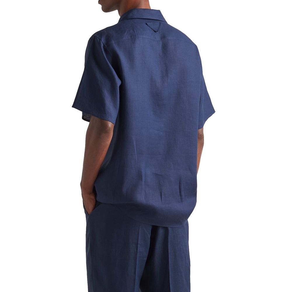 Blue Linen Shortsleeve Shirt