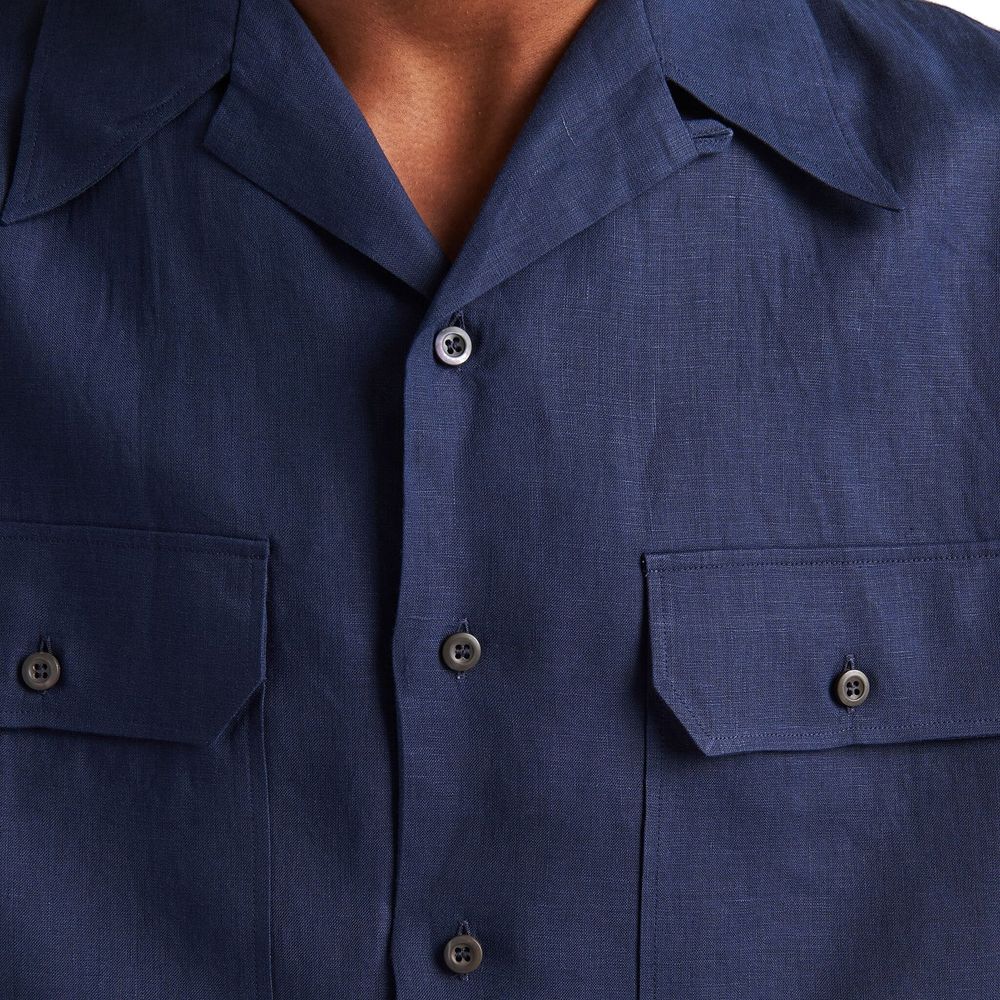 Blue Linen Shortsleeve Shirt