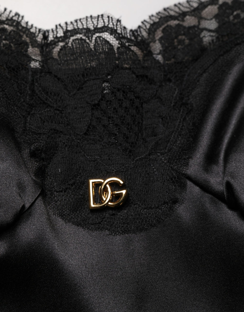 Black Silk Satin Lace Sleeveless Mini Dress