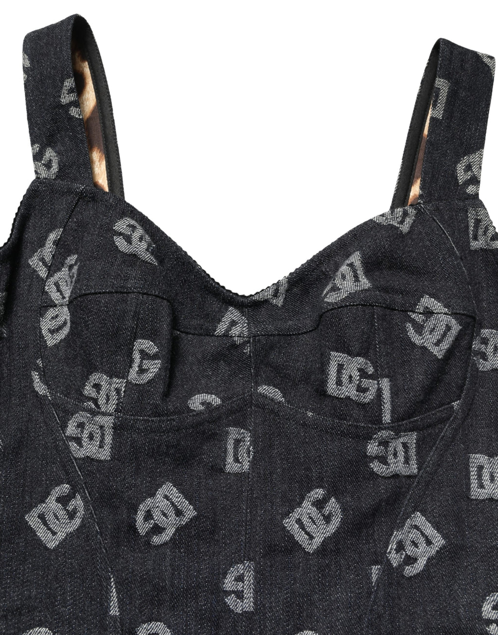 Black Cotton DG Logo Patterned Mini Dress