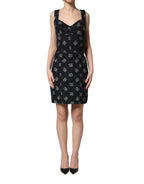 Black Cotton DG Logo Patterned Mini Dress