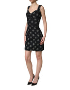 Black Cotton DG Logo Patterned Mini Dress