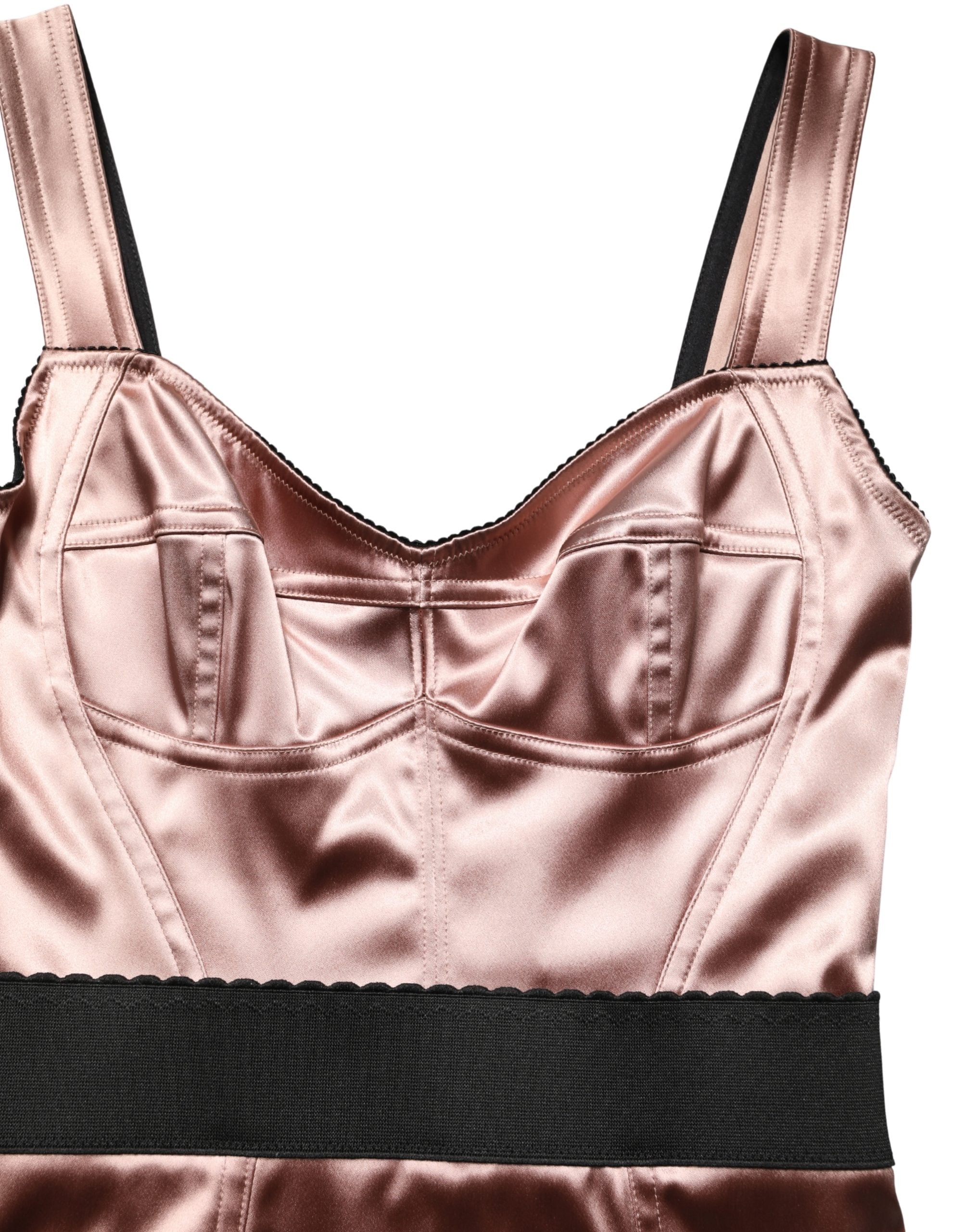 Pink Satin Sweetheart Sheath Corset Midi Dress