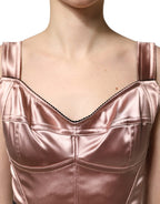 Pink Satin Sweetheart Sheath Corset Midi Dress