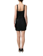 Black Floral Sheath Sleeveless Mini Dress