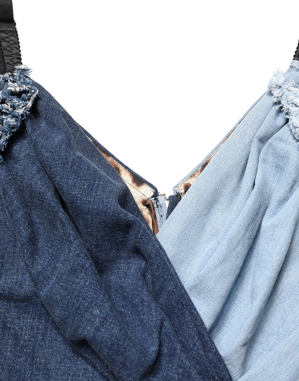 Blue Cotton Patchwork Denim Mini Sheath Dress