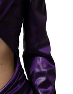 Metallic Purple Long Sleeve Cut-Out Mini Dress