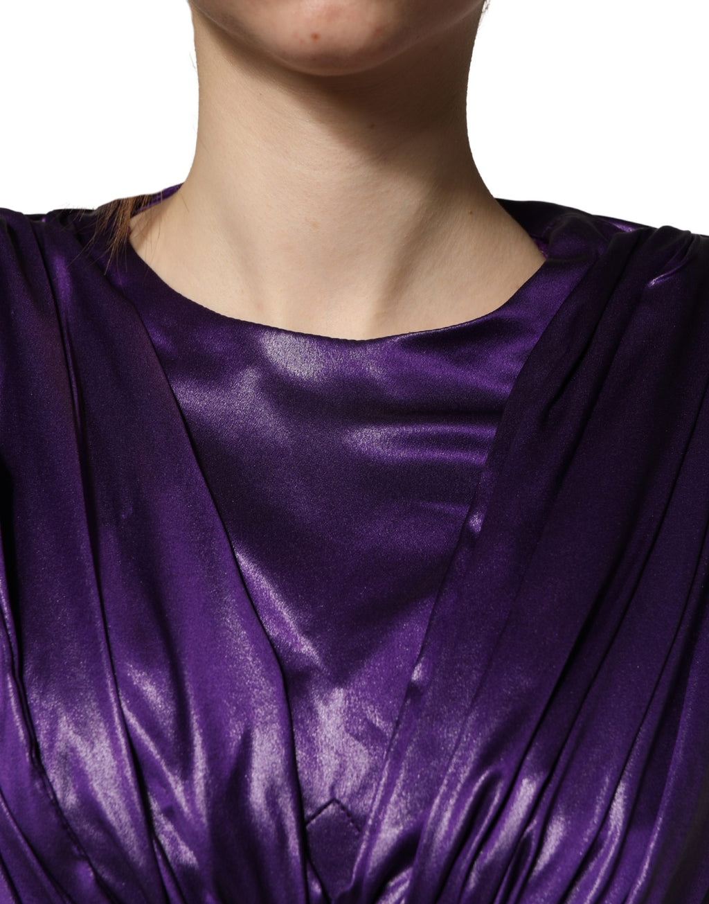 Metallic Purple Long Sleeve Cut-Out Mini Dress