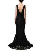 Black Lace Full Length Evening Gown Dress