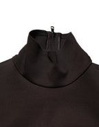 Brown Turtleneck Jersey Long Maxi Dress