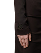 Brown Turtleneck Jersey Long Maxi Dress