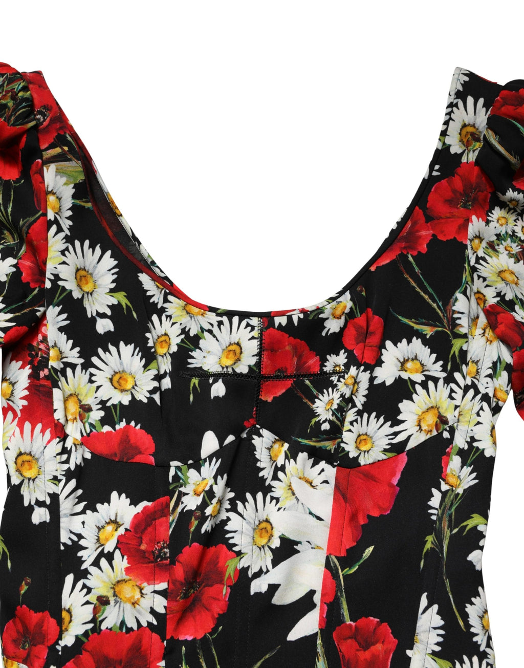 Black Floral Silk Long Sleeves Gown Dress