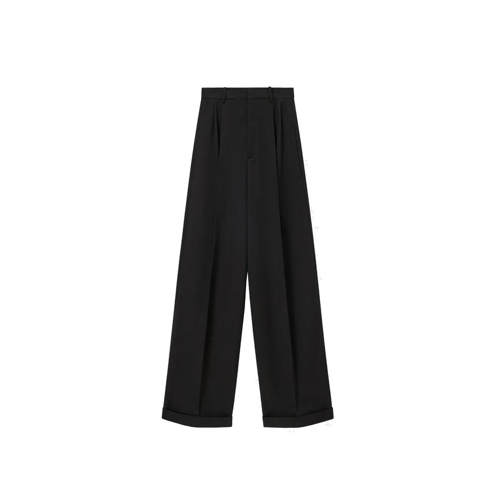 Black Cotton Casual Pants