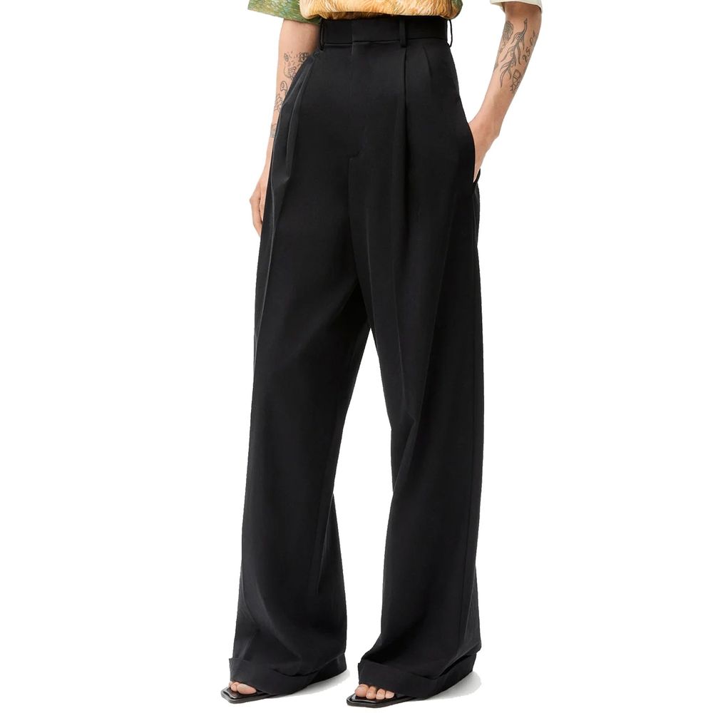 Black Cotton Casual Pants
