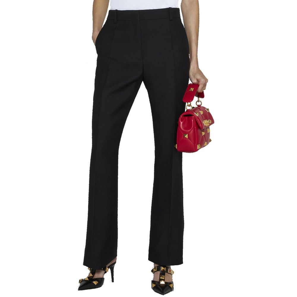 Black Silk Flared Pants