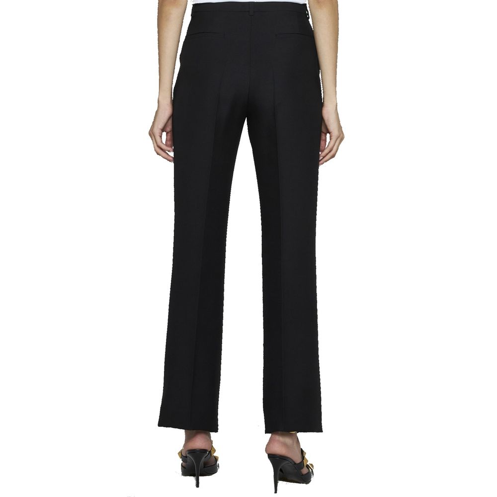 Black Silk Flared Pants