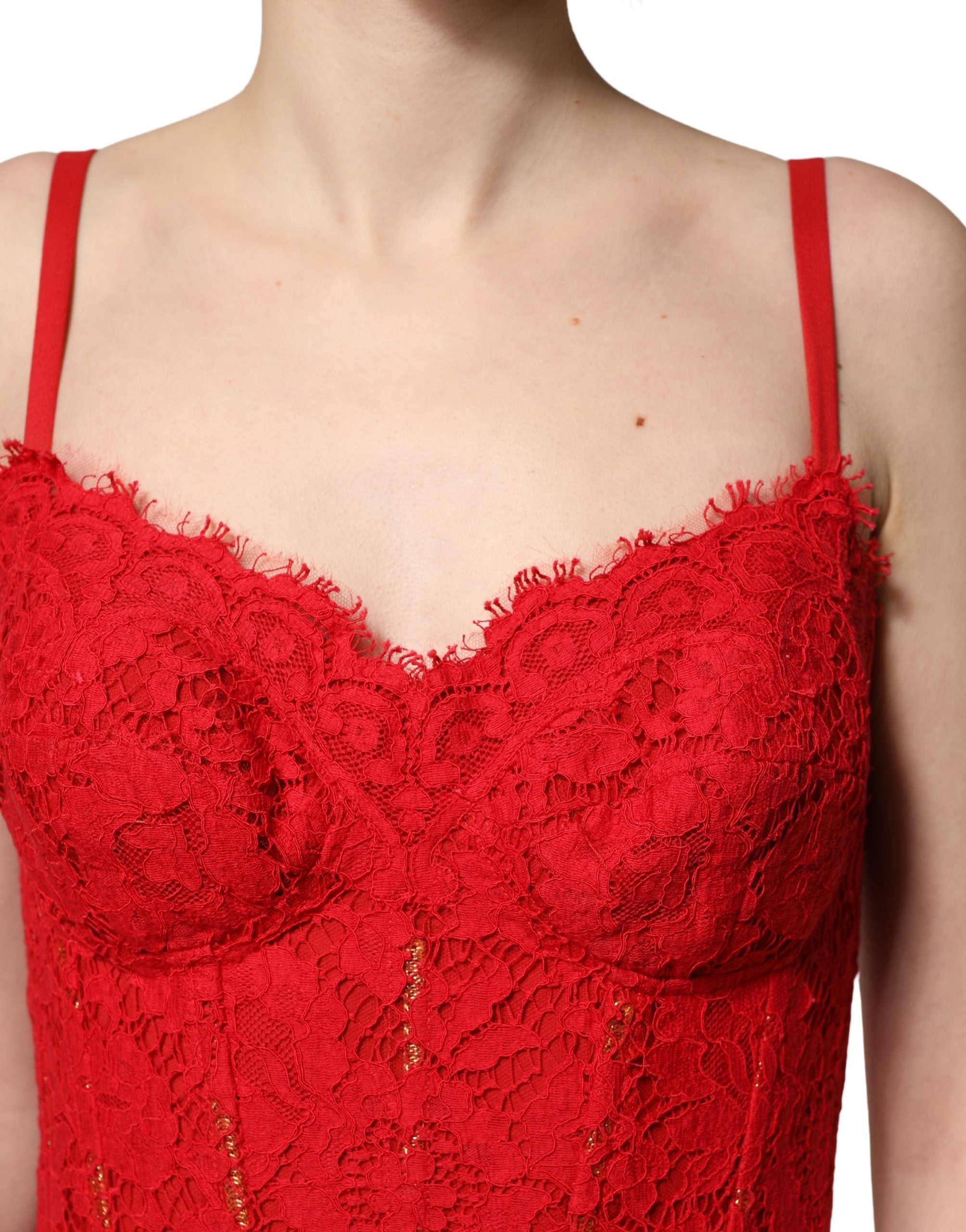 Red Corset Lace Bodice Draped Long Gown Dress