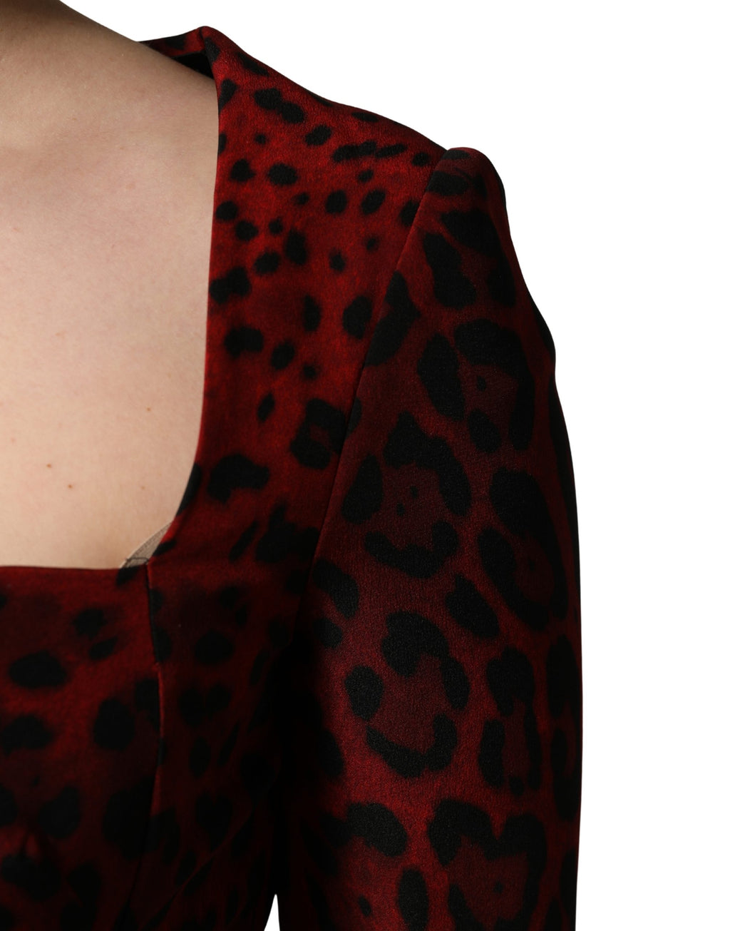Red Leopard Print Sheath Long Sleeve Dress