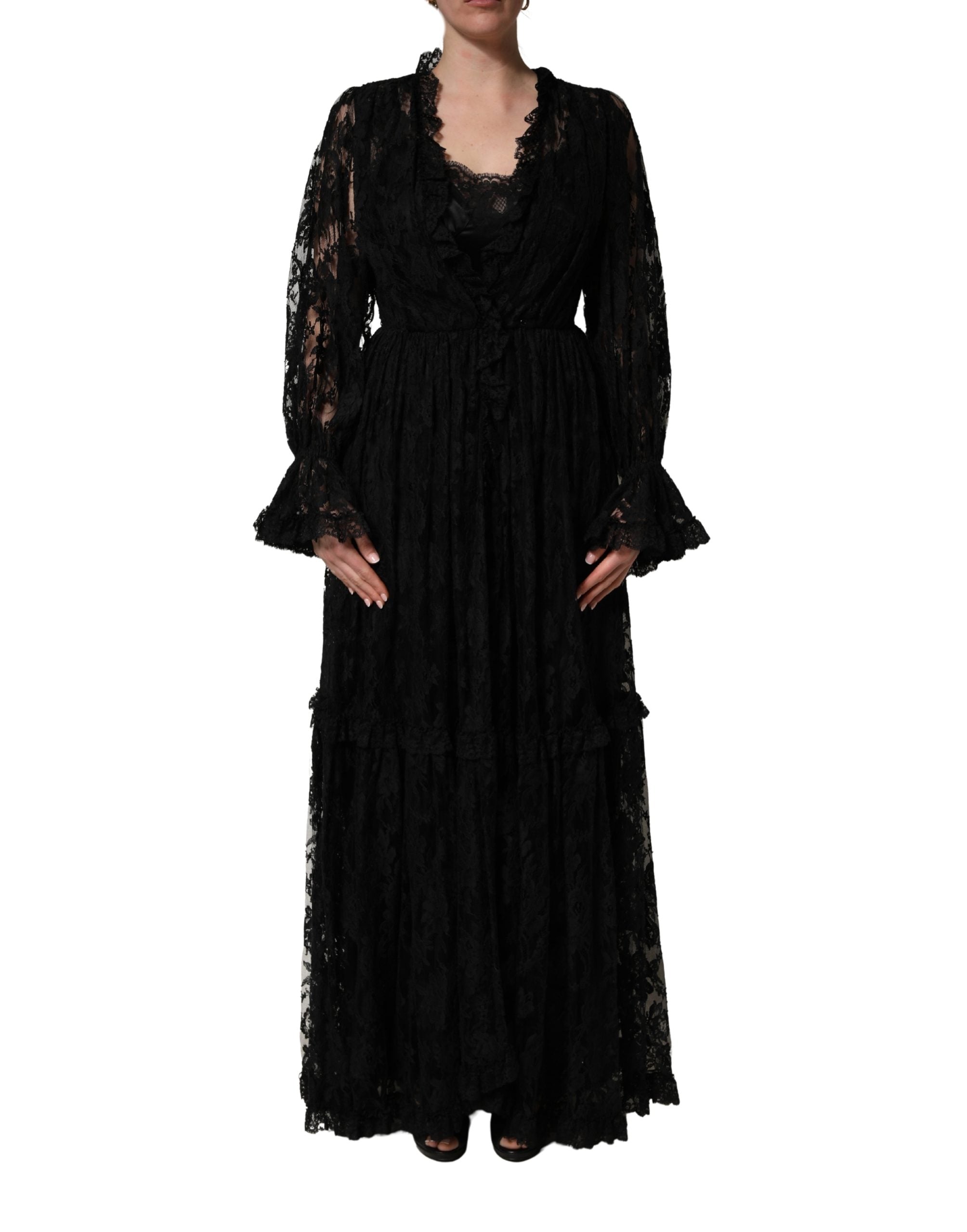 Black Lace A-line Long Evening Gown Dress