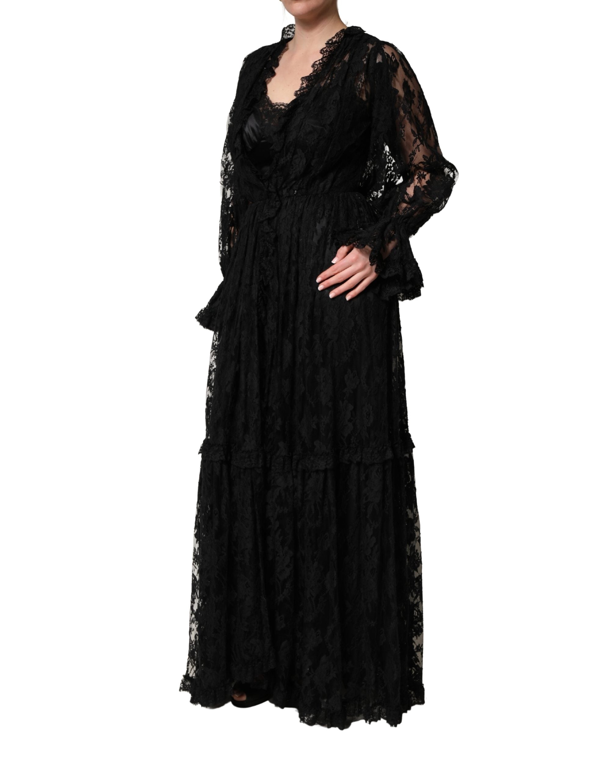Black Lace A-line Long Evening Gown Dress