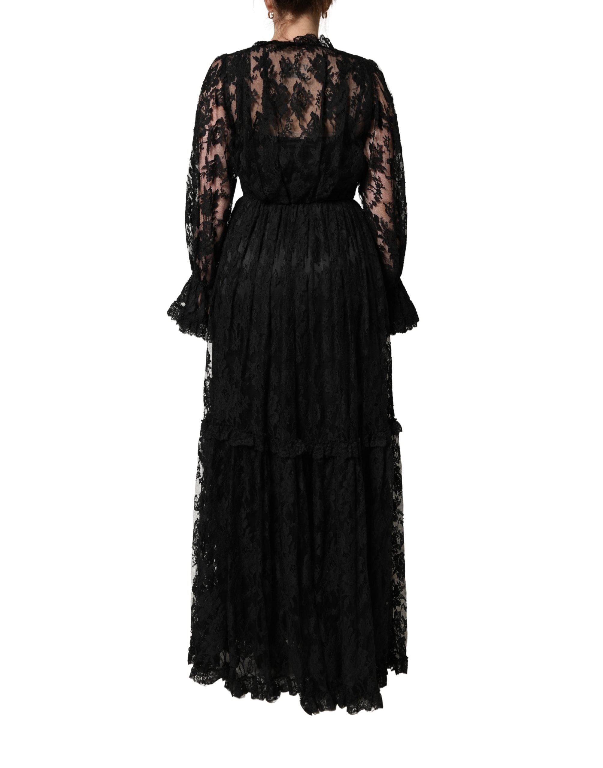 Black Lace A-line Long Evening Gown Dress